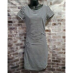 Boden Dress Size 8 Striped Side Rouged Black White Vacation Travel Casual